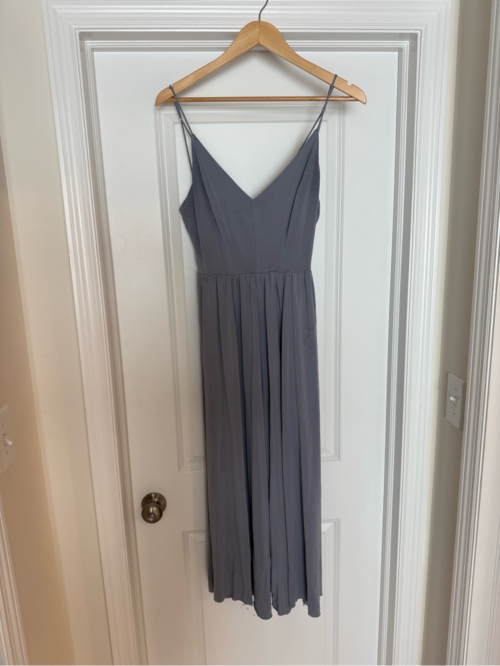 silence + noise Slate Gray V-Neck adjustable Strap jumpsuit
